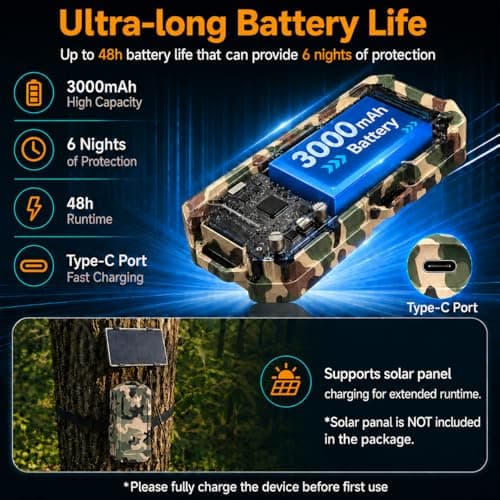 Camping Radar Security Alarm,Wireless Perimeter Alarm,Rechargeable Motion Sensor Trip Alarm,1/2 Mile Range,Waterproof System for Outdoor Security&Survival Gear-Updated Version(Desert Camo) - Thumbnail 5
