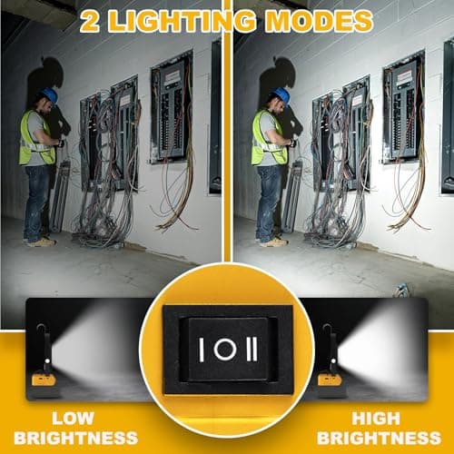 T-SUN 60W 2Pack Work Light, Cordless LED Flash Light Compatible with Dewalt 18V/20V Battery, with USB & Type C Charging Port, Work Light for Garage, Car Repair, Emergency and Job Site - Thumbnail 3