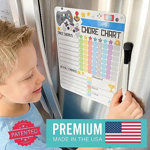 Hadley Designs Magnetic Chore Chart for Kids – Reward Chart for Kids, Dry Erase Responsibility Board for Children at Home, Fridge Behavior Tracker for Daily Weekly Task, Video Game Toddler Chore Board - Thumbnail 4