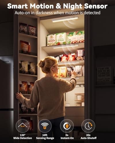 12inch 5Pack Touch Control Under Cabinet Lighting, 160LED Super Bright, 4000mAh Long-Lasting, Magnetic Rechargeable Motion Sensor Under Counter Lights for Kitchen, Closet, Remote, Dimmable, 3CC丨White - Thumbnail 3