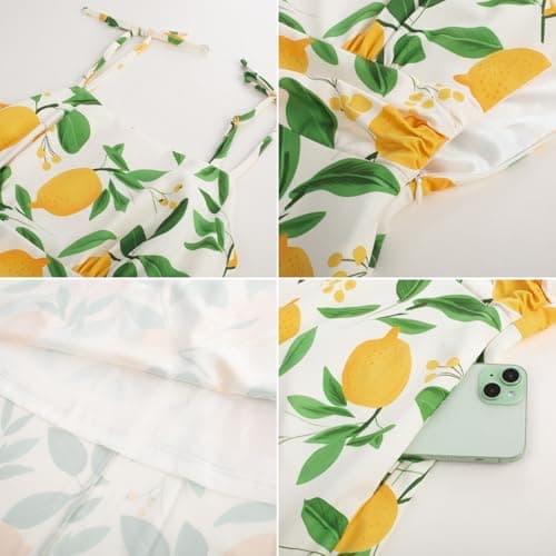 Lemon Floral 2026 Summer Sleeveless Sun Dresses Sweatheart Neck 1950s Vintage Retro Homecoming Graduation Dress Medium - Thumbnail 2