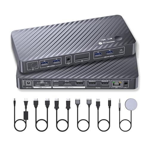 AV Access KVM Switch Docking Station for MacBook Desktop PC, USB C KVM Switch 2 Monitors 2 Computers, 4K Dual HDMI Displays, Plug&Play, Ethernet, 100W Power Delivery, EDID Emulation - Image 1
