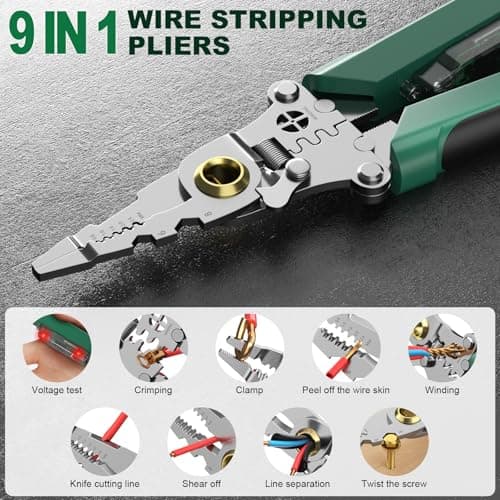 8 in 1 Wire Stripper with Voltage Tester, 2025 New Heavy Duty Wire Crimper Electrical Pliers, Electrician Tools, Noise Alarm, Hot/Neutral Detector for 12-250V AC/DC - Thumbnail 2