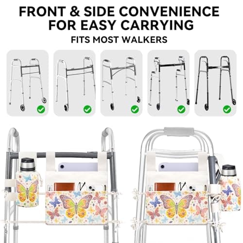 Verigud Walker Bag with Cup Holder, Walker Accessories for Seniors, Walker Pouch for Folding Walker, Portable Walker Storage Bags - Thumbnail 6