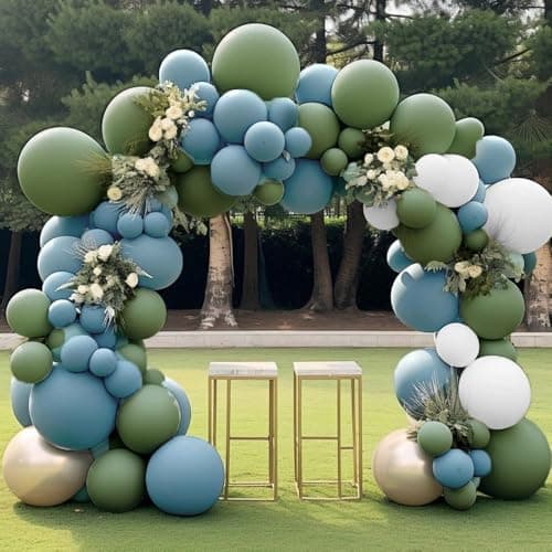 Dusty Blue Balloon Double Stuffed Slate Baby Blue Balloons Different Sizes 18/12/5 Inch Pastel Balloon Arch Kit for Birthday Baby Shower Gender Reveal Wedding Graduation Party Decorations - Thumbnail 6