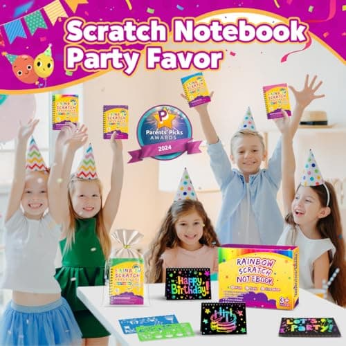 Party Favors for Kids 4-8-12: 24 Pack Scratch Rainbow Art Crafts Notebook, Coloring Book Goodie Bags Stuffers Kit, Bulk Birthday Gift Classroom Prizes Girl Boy Toddler - Thumbnail 3