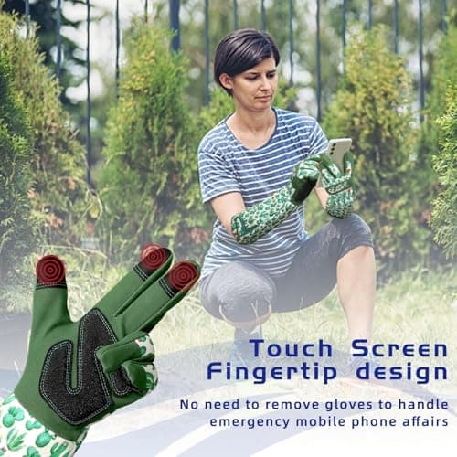 Schwer Gardening Gloves for Women, Rose Pruning Gloves with Forearm Protection, Touchscreen, Fingertip & Palm Strengthening, Breathable & Comfortable Long Garden Glove for Yard, Gardening Gifts, XL - Thumbnail 3