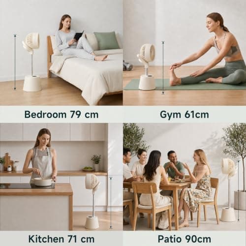 HZTzone Rechargeable Smart Pedestal Fan, 20dB Quiet 360° Oscillating Fan | DC Motor Wi-Fi App & Remote Control, 6 Speeds, 8-12Hrs Built-in Battery, Height Adjustable fan for Bedroom Patio Travel - Thumbnail 3