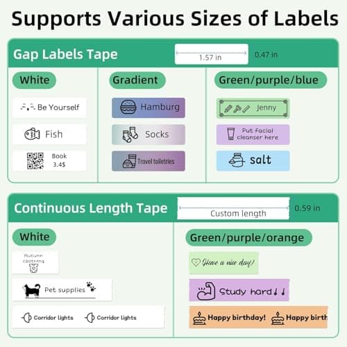 ORGSTA S001 Label Maker Machine with Tape, Portable Bluetooth Label Maker for Home and Office Organization, Thermal Label Printer Mini Sticker Maker with Multiple Templates, Green - Thumbnail 4