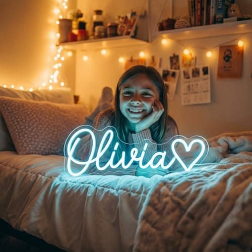 Custom Neon Signs Personalized LED Neon Sign for Wedding Bar Birthday Party Gift, Customize Neon Name Lights Sign for Teen Girl Boy Kids Trendy Stuff, Room Decor - Thumbnail 3