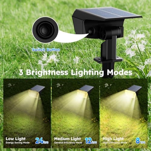 TECKNET Spot Lights Outdoor with 59 LED, 4 Pack Solar Lights Outdoor Waterproof IP65, Auto On/Off Solar Spot Lights, 3 Lighting Modes Solar Powered Garden, 2-in-1 Solars Landscape Light (Warm White) - Thumbnail 2