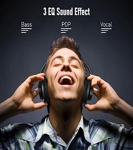 EAORUL Wireless Headphones Bluetooth, Bluetooth Headphones, 70H Playtime Headphone Wireless Bluetooth 5.1 with with Mic & 3EQ Modes, Over Ear Headphones HiFi Stereo for Home Traver Work(NO ANC) - Thumbnail 2