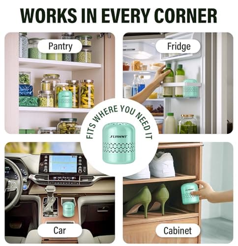 FLAWNT Refrigerator Deodorizer - Long Lasting Fridge Odor Eliminator and Smell Absorber, No Need Baking Soda Replacement, Works as Freezer Freshener & Organizer Accessory Green - Thumbnail 6