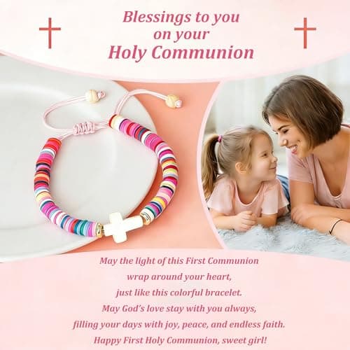 OVIFICEA Baptism Gifts Cross Bracelet for Girl, First Communion Confirmation Gifts for Boys, Teenage Girls, Christening Gift for Daughter Granddaughter Godchild - Thumbnail 4