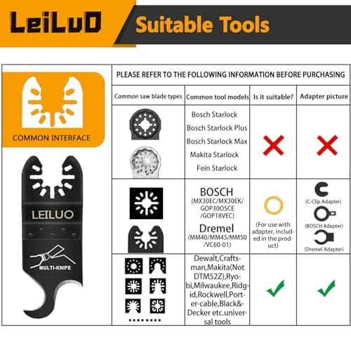 LEILUO 6 Pcs Oscillating Multi Tool Hook Knife Blades for Cutting Carpet Roofing Shingles Cardboard Soft Materials Includes Storage Bag Compatible with DeWalt Makita Ryobi Milwaukee and More - Thumbnail 2