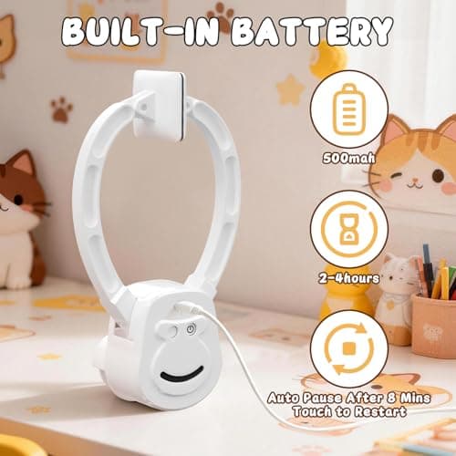 Automatic Cat Toy for Indoor Cats, Interactive Door Hanging Cat Toy with Smart Touch Restart, USB Rechargeable Cat Teaser with Elastic Rope, Adjustable Height Cat Toy for Kittens & Adult Cats (White) - Thumbnail 6