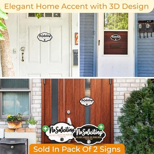 Woodamore No Soliciting Sign For House Door - 2 Pack Do Not Knock Or Ring Doorbell Signs For Front Door Hanging, No Soliciting Signs For Home, No Solicitors Sign For Office - Thumbnail 6
