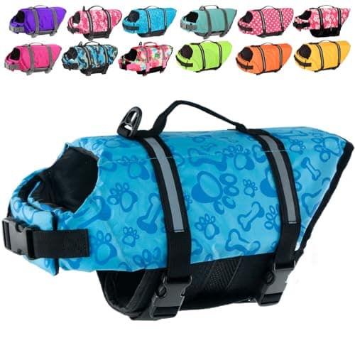 Doglay Dog Life Jacket, Dog Life Vest for Swimming Boating, Adjustable Puppy Life Jacket with Reflective Stripes, Superior Buoyancy Dog Swimming Vest for Small Medium and Large Dogs
