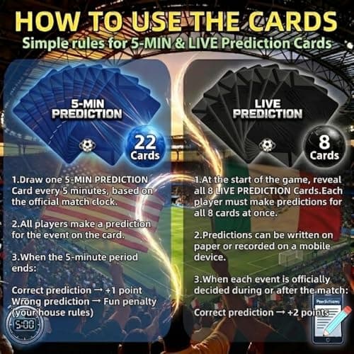 Mox Deck World Cup 2026 Soccer Cards Party Games - 90 Card Set Live Match Prediction Cards Game for Watch Parties & Game Nights, Fun Interactive Soccer Game for Fans - Thumbnail 3