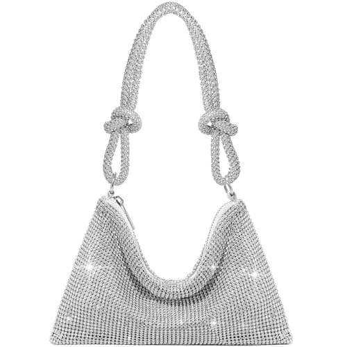 GEMIU Evening Bag Sparkle Purses for Women, Rhinestone Clutch Purse for Women Dressy Sequin Purse Silver - Image 1