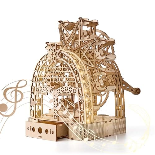 Uplike 3D Wooden Puzzles for Adults: 3D Puzzle Light-Up Ferris Wheel with Music Box - 222psc Wooden Puzzles Model Building Kits Fun Gifts for Adult with Storage Box - Hobbies for Men Women（Large） - Image 1