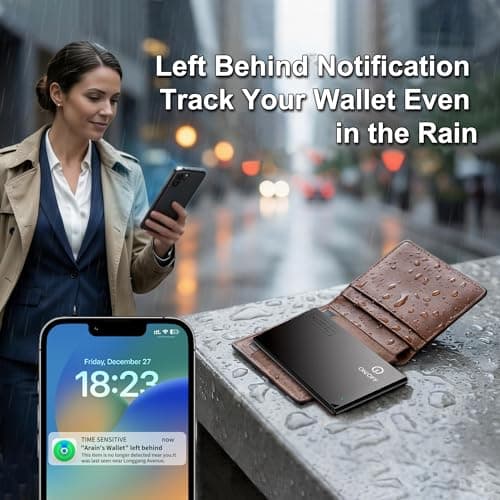 Wallet Tracker Card Apple Find My (iOS Only), Rechargeable Air Tracker Tag, Waterproof Item Finder for Wallet, Bags, Passport, Custom Charger Included, 0.07inch, Men's Gifts - Thumbnail 3