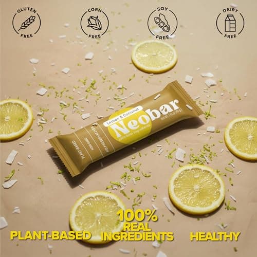 NEOBAR Lemon Coconut Plant-Based Vegan Snack Bars, Gluten Free Dairy Free Snacks, No Added Sugar, No Preservatives, Non-GMO | 12 Count - Thumbnail 6