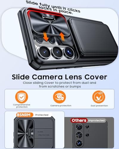 BSNRM for Samsung Galaxy S26 Ultra Case Wallet with RFID Blocking, Card Holder, Slide Camera Lens Cover, Silicone Edge Raised, Rugged Heavy Duty Phone Cover Case for Galaxy S26 Ultra, 2026, Black - Thumbnail 5