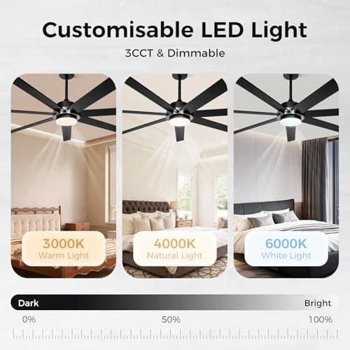 72 Inch Smart Modern Ceiling Fan with Light and Compatible with Alexa Voice - Thumbnail 6