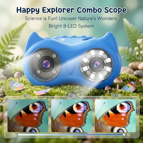 OAEBLLE 2-in-1 Kids Microscope and Telescope, 1000X Handheld Digital Microscope for Kids, 2.0" Screen, 8 LEDs, 10X Pocket Telescope for Outdoor, 1080P Camera STEM Toys Gifts for Boys Girls 4-12, Blue - Thumbnail 5
