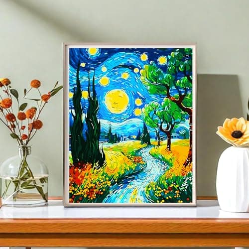 igoodom Paint by Numbers Kit for Adults, Starry Night Adult Paint-by-Number on Canvas, DIY Acrylic Painting Set for Home Decor Gift 16x20inch - Thumbnail 3