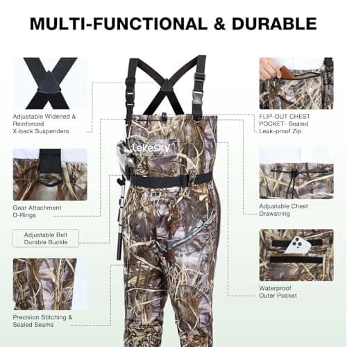 Lekesky Fly Fishing Chest Waders with Boots for Men Women, US Sizes 5–14,2-Ply Nylon/Pvc Waterproof Waders (Camo, M11) - Thumbnail 2