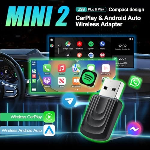 AACPLAY Mini 2 in 1 Wireless Carplay Adapter & Wireless Android Auto Adapter for Apple iPhone Samsung or Other AndroidPhone, USB Bluetooth Car Accessories for OEM Wired Carplay/Android Auto Cars - Thumbnail 3