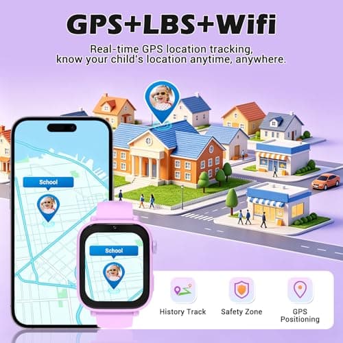 AXYWINBO Kids smart Watches for Girls Boys 4g GPS Call Text-Smart Watch for Kids Game Camera Pedometer Alarm Clock Calculator-Kid Watches for Girls Boys 4-12 Age Gifts Purple - Thumbnail 3