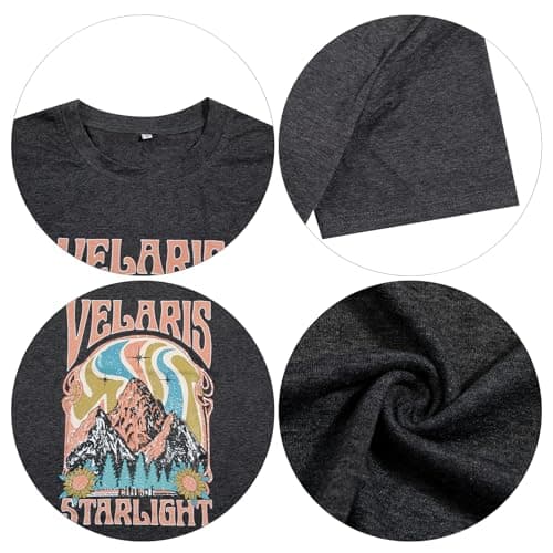 Acotar Velaris Shirts Women Oversized City of Starlight Shirt Book Fan Gift Casual Short Sleeve Tee Black - Thumbnail 5