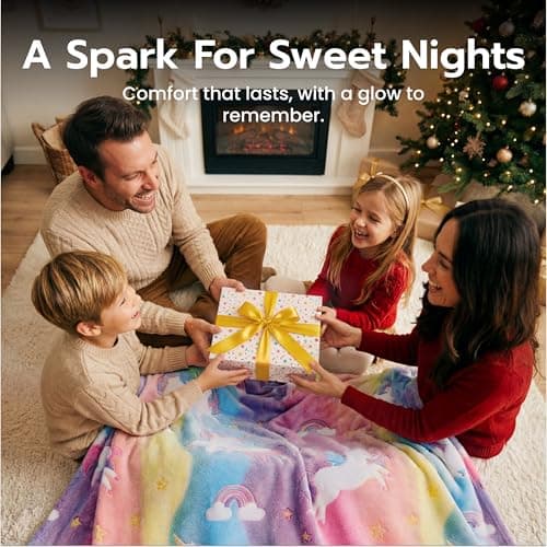 Joiedomi Glow in The Dark Blanket - Unicorns Gifts Toys for Girls Age 2 3 4 5 6 7 8 9 10 11 12 Year Old - Soft Cozy Flannel Kids Throw Blanket, Birthday Bedroom Decor 50"×60" - Thumbnail 4