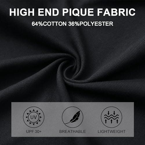 M MAELREG Button Down Shirt Men Stretch Cool Comfortable Pique Cotton Blend Plain Mens Button Up Shirt Short Sleeve Black - Thumbnail 6