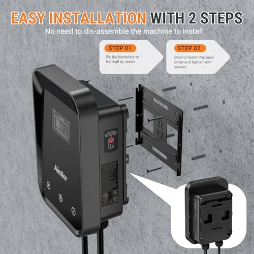 AIMILER Level 2 Electric Vehicle (EV) Charger(WiFi APP/Plug-Play), 48A, 25ft Cable ETL Certified, J1772 Connector EVSE EV Electric Car Charging Stations for Home Level 2 (Black 240V Nema 14-50P) - Thumbnail 2