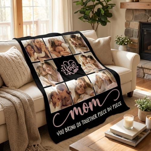 Mothers Day Gifts, Customized Gifts for Mom from Daughter, Custom Photo Blanket Personalized Picture Blankets, Soft Flannel Material - Thumbnail 4