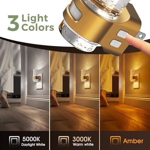 L LOHAS LED Motion Sensor Night Light, 4 Pack Bubble Night Lights Plug into Wall,3CCT Color Temperature Change MINI Night-Light,Dimmable Nightlights with Dusk to Dawn Sensor for Rooms Bathroom Hallway - Thumbnail 3