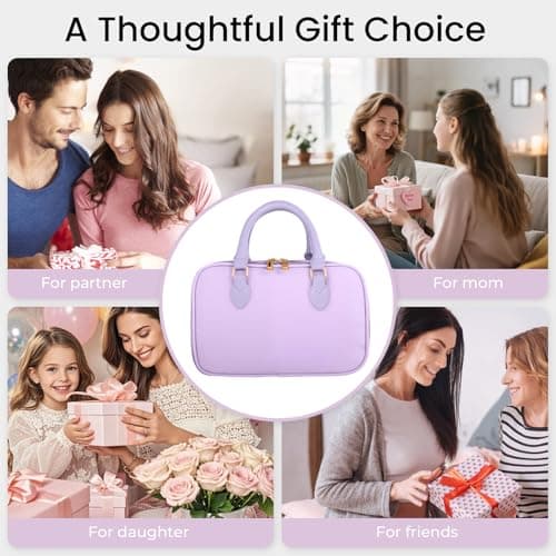 Travel Makeup Bag for Women Fashion Large Capacity Pouch Open Flat Cosmetic Portable Organizer Waterproof Large Opening Storage Toiletry Bags Vertical Free-Standing Brush Holder for Easy Access Purple - Thumbnail 4