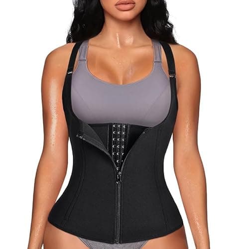 YOEYOU Waist Trainer for Women - Workout Tummy Control Girdle, Adjustable Shoulder Strap Body Shaper Black - Image 1