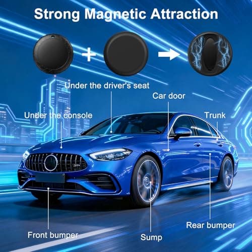 GPS Tracker for Vehicles with Magnetic Case Work with Find My (iOS Only)-No Monthly Fee Subscription No SIM Card Required, Waterproof,Real-Time GPS Tracking Devices or Cars, Trucks, Anti-Theft(Black) - Thumbnail 2