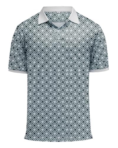 KUYIGO Mens Golf Polo Shirt Quick Dry UPF 40+ Printed Performance,XL - Image 1
