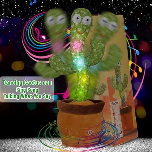Emoin Talking Cactus Toy, Interactive Toys Dancing Cactus Toy Mimicking Repeating What You Say, Toddler Infant Baby Toys Gifts for 6 7 8 9 10 Month Old Baby Toys for 1 2 3 Year Old Boy Girl - Thumbnail 2