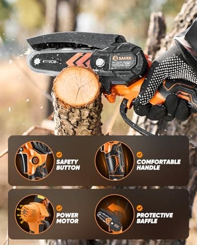 Saker Mini Chainsaw,2026 New Upgrade Portable Electric Chainsaws Cordless,Small Handheld Chain Saw Pruning Shears Chain Saws for Tree Branches,Courtyard and Garden - Thumbnail 4