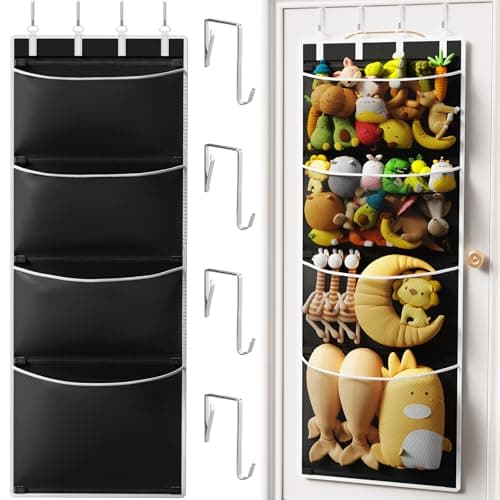 Criusia Over the Door Hanging Organizer, Extra-Large Door Storage Organizer with 4 Deep Mesh Pockets, Space-Saving Hanging Storage for Bedroom & Home Organization, Black - Image 1
