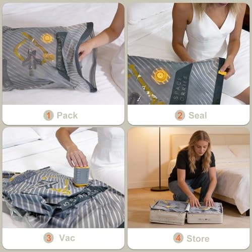 20-Pack Vacuum Bags for Travel with Wireless Rechargeable Pump, Carry-on Size Compression Packing Bags for Luggage & Suitcase, Space Saver for Clothes & Clothing, 20 Combo Travel Size, Fast 3S Vacuum - Thumbnail 6