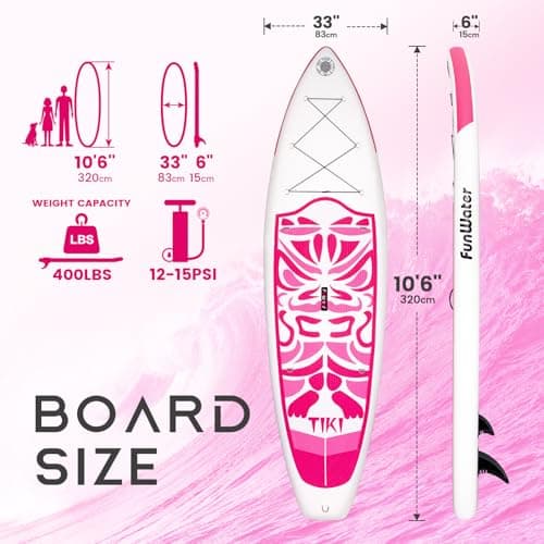 FunWater Inflatable 10'6×33"×6" Ultra-Light SUP for All Skill Levels Everything Included with Stand Up Paddle Board, Adj Paddle, Pump, ISUP Travel Backpack, Leash, Waterproof Bag - Thumbnail 2