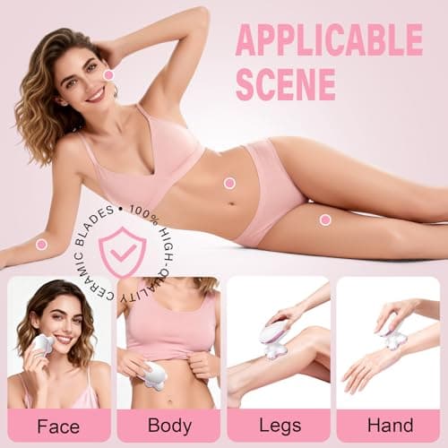 Electric Razors for Women Legs: Rechargeable Body Shaver - Waterproof Wet Dry Hair Remover - Applicable to Facial, Leg, Arm, Bikini Area - Thumbnail 4